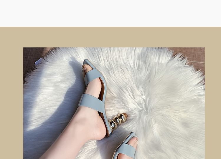 Slide Chunky Heel Sandals Square-Toe
