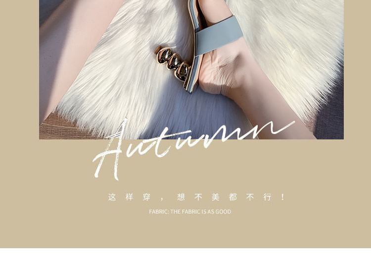 Slide Chunky Heel Sandals Square-Toe