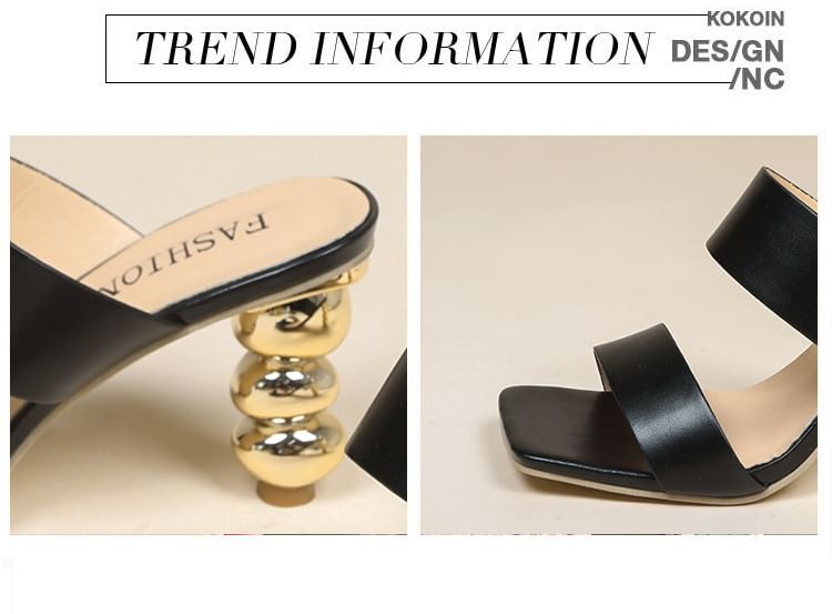 Slide Chunky Heel Sandals Square-Toe