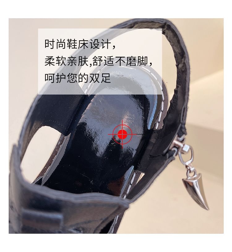 Cutout Buckled Heel Sandals Chunky