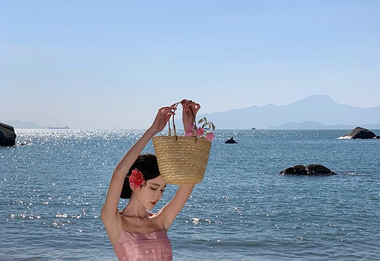 Crop Plain + Top Skirt Waist Maxi Camisole Set: High