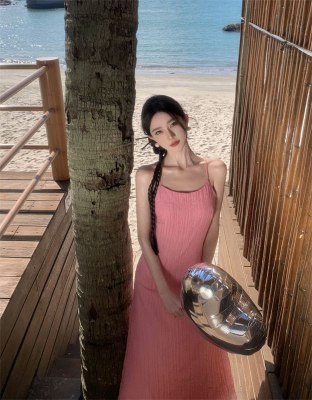 Maxi Plain Strap Spaghetti Dress Mermaid