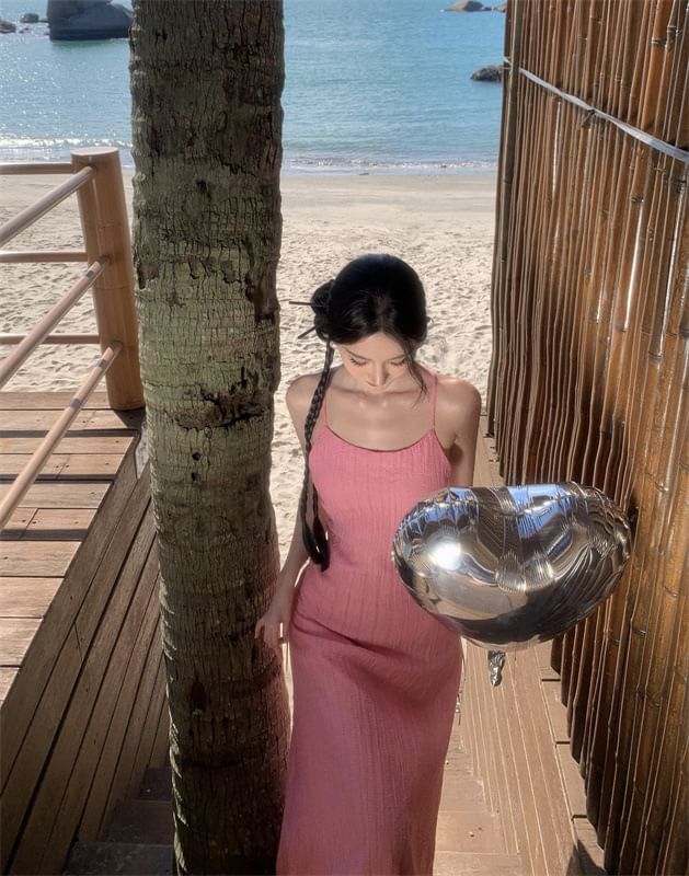 Maxi Plain Strap Spaghetti Dress Mermaid