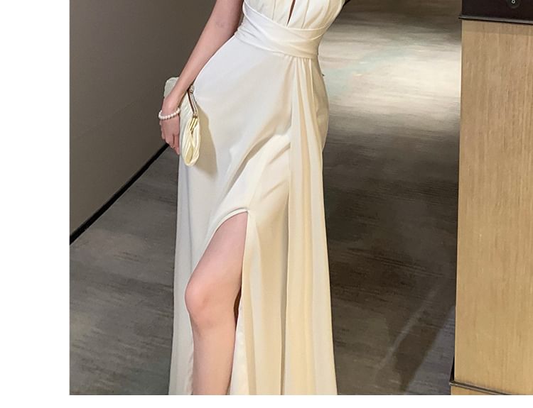 A-Line Cutout Dress Plain Maxi Sleeveless