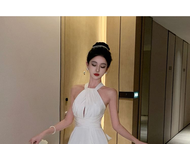 A-Line Cutout Dress Plain Maxi Sleeveless