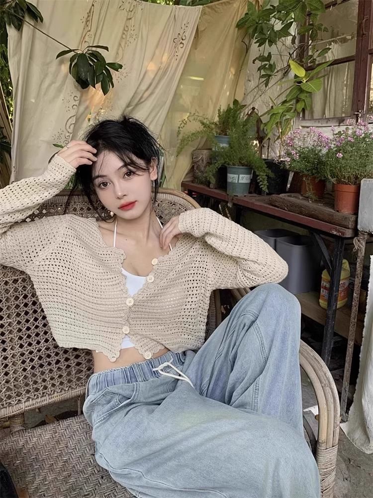 Plain Top Crop V-Neck