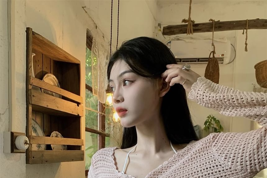 Plain Top Crop V-Neck