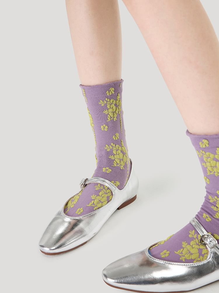 Set of 5 Pairs: Floral Jacquard Socks