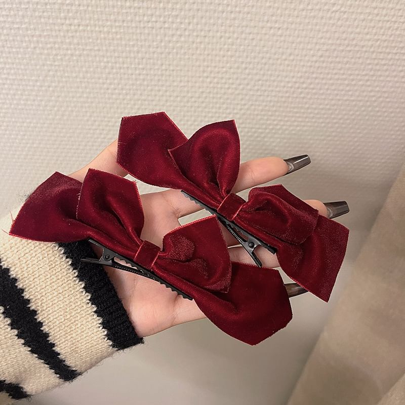 Hair Clip Velvet Set Bow 2: of