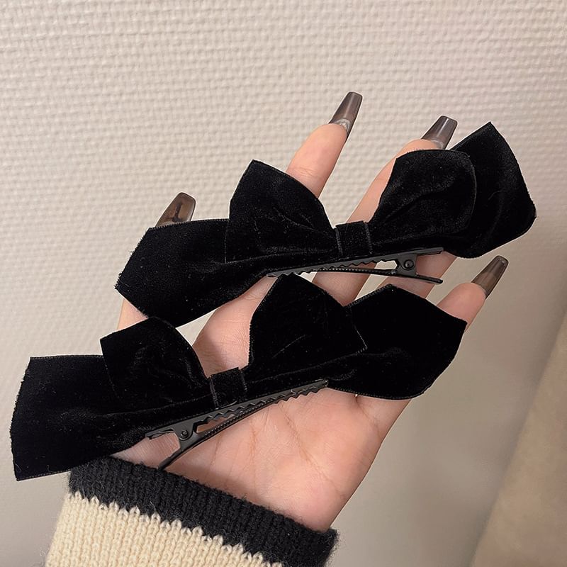 Hair Clip Velvet Set Bow 2: of