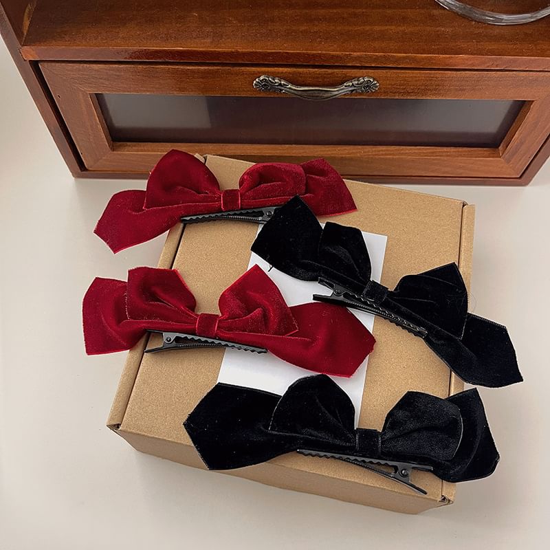 Hair Clip Velvet Set Bow 2: of