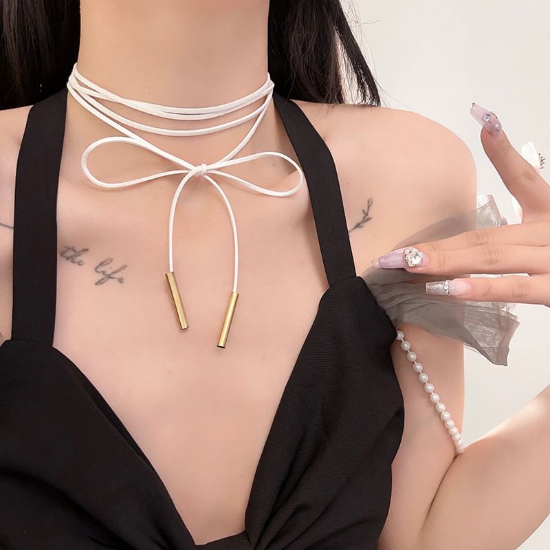 String Bow Layered Necklace