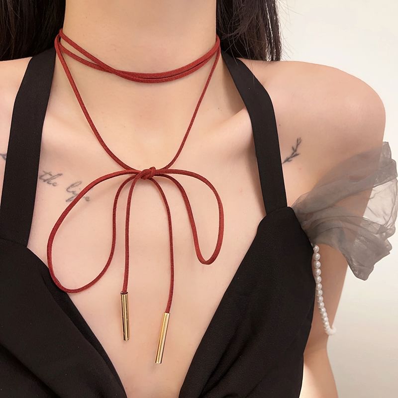 String Bow Layered Necklace