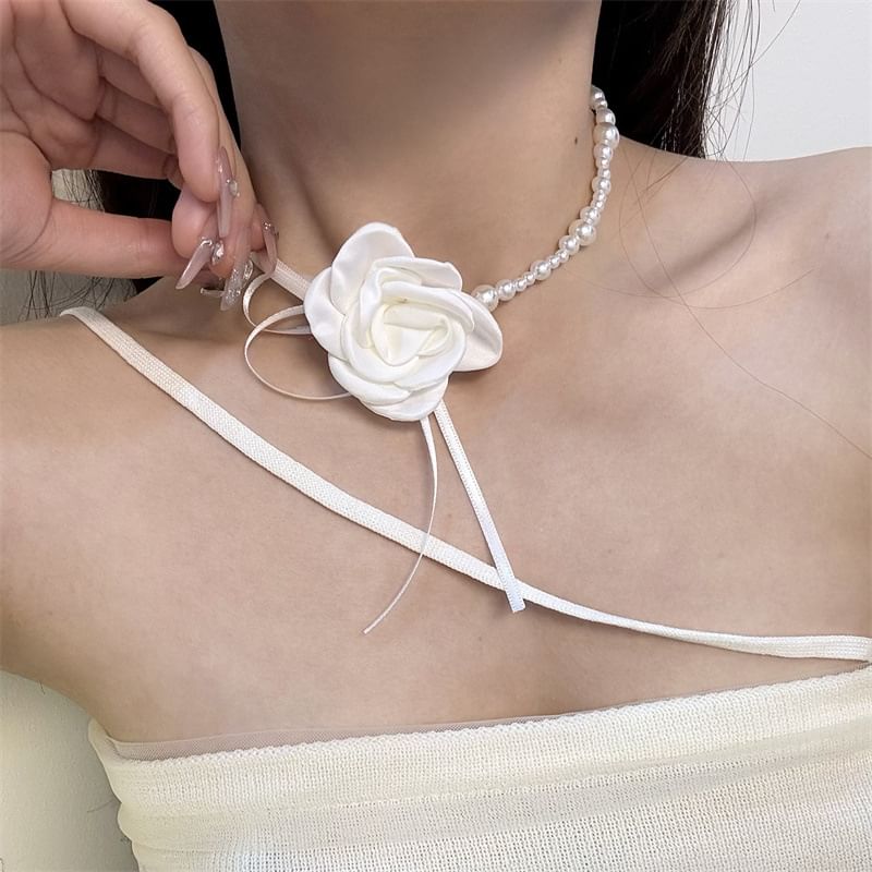 Choker Ribbon Rose