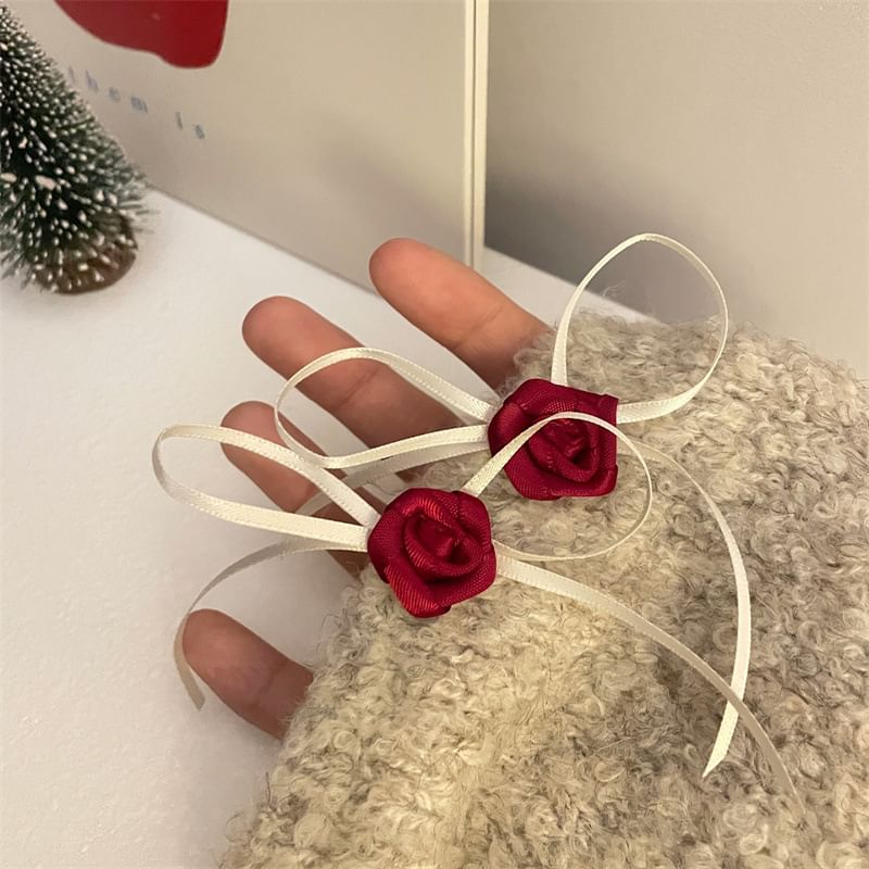 Ribbon Rose Earring Stud