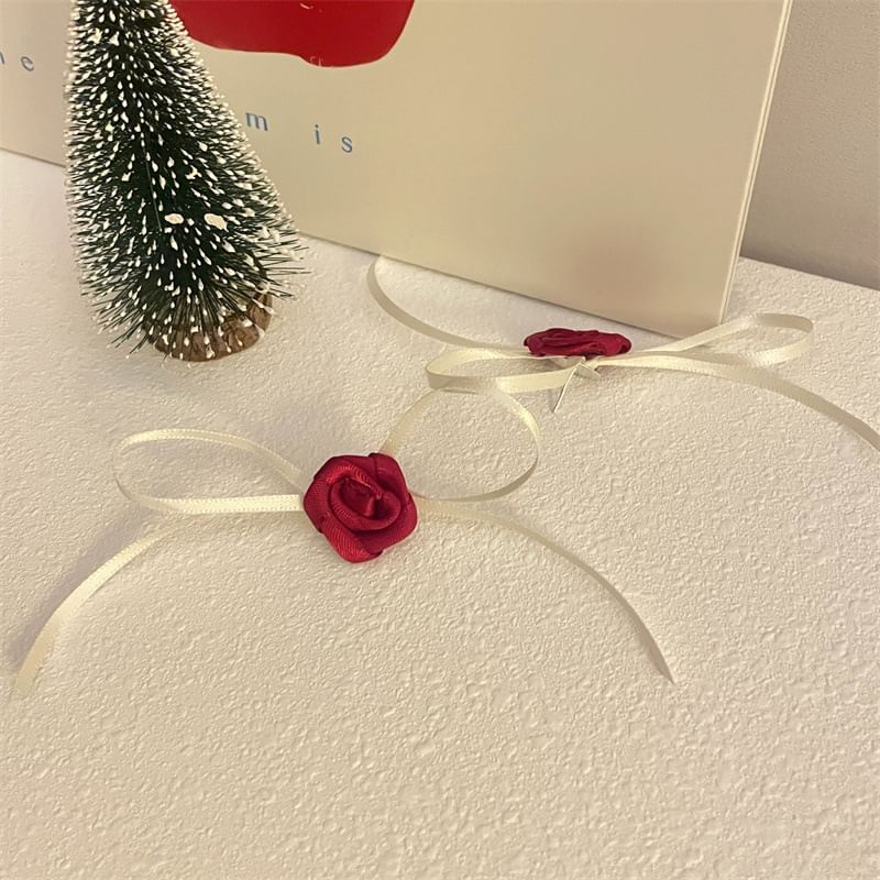 Ribbon Rose Earring Stud