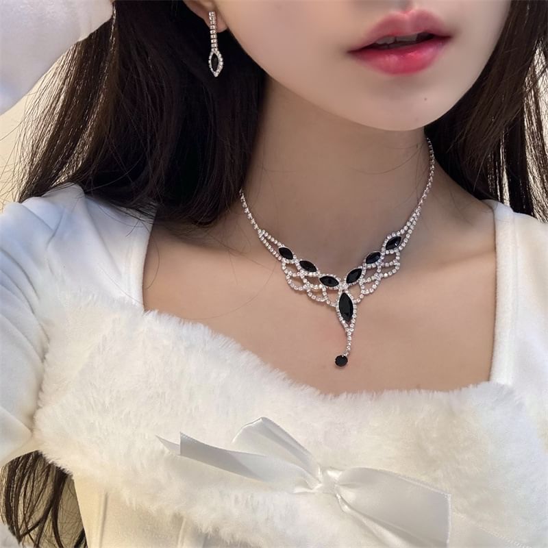 / Necklace Pendant Earring Rhinestone Drop