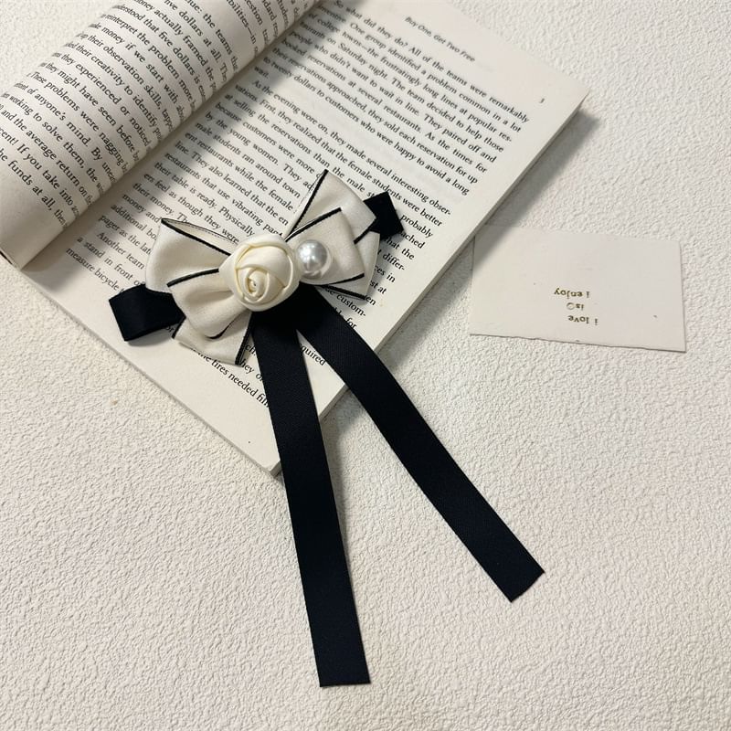 Pearl Faux Brooch Rose Bow