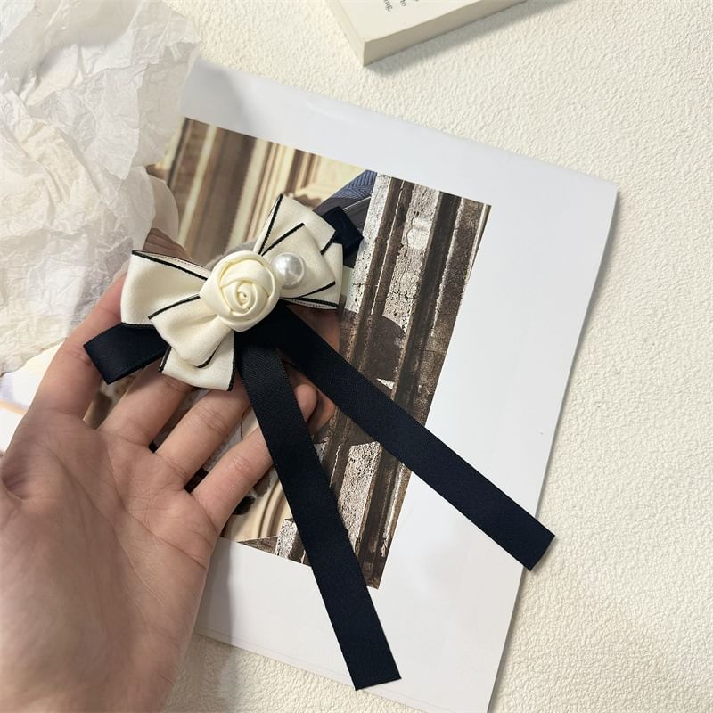 Pearl Faux Brooch Rose Bow