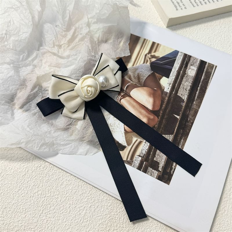 Pearl Faux Brooch Rose Bow