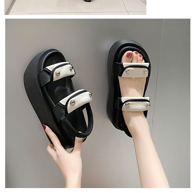 Panel Platform Slingback Sandals