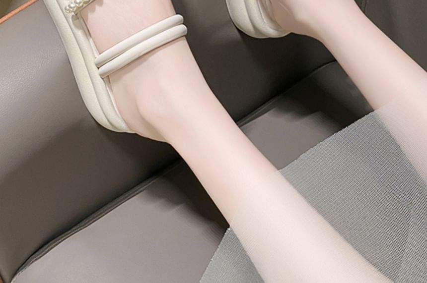 Faux Platform Slide Pearl Sandals