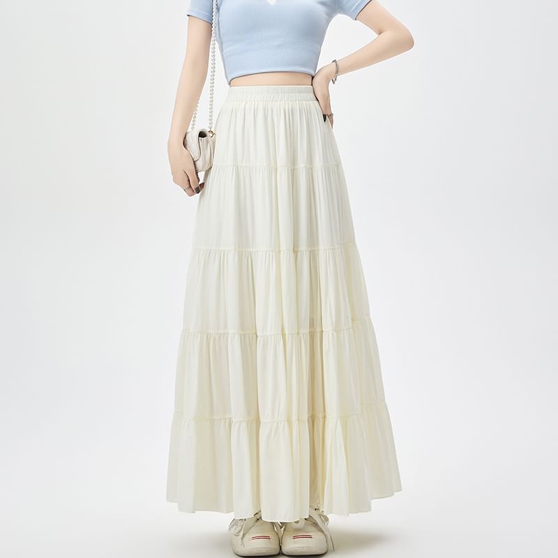 Skirt A-Line High Plain Maxi Waist