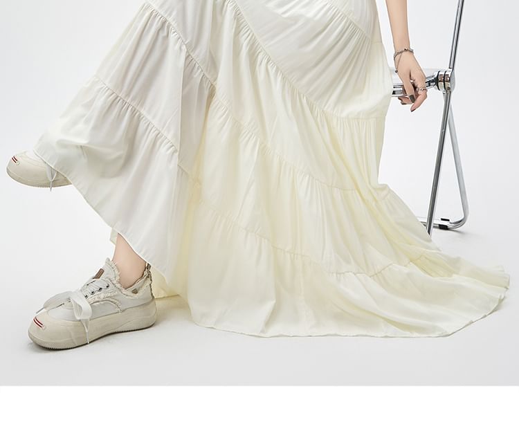 Skirt A-Line High Plain Maxi Waist