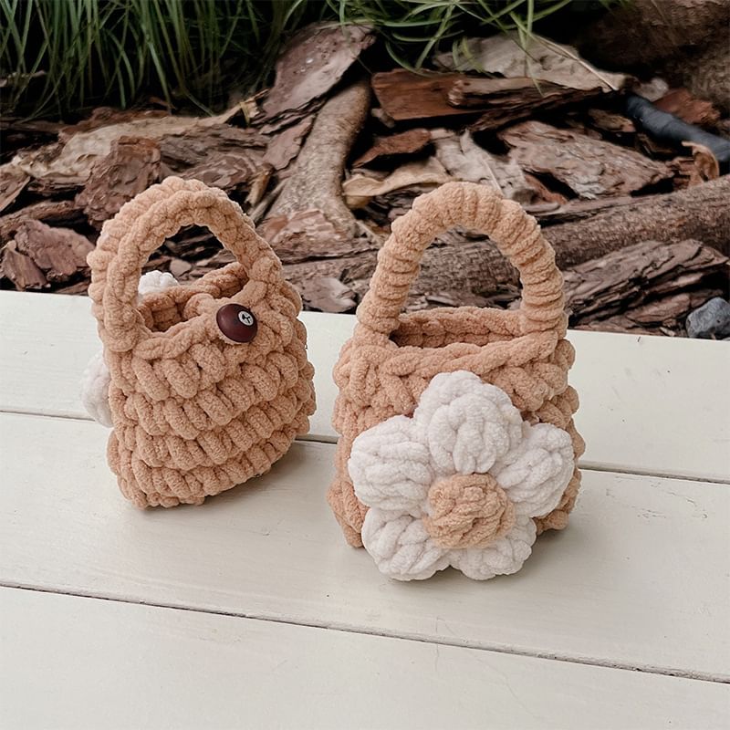 Pouch Floral Earphone Case Knit