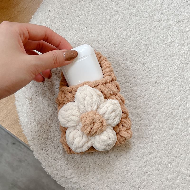 Pouch Floral Earphone Case Knit