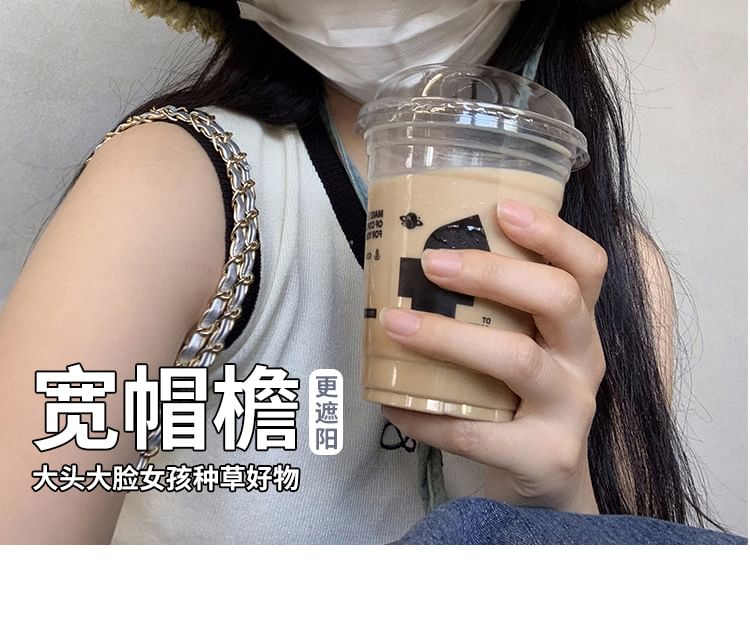 Denim Bucket Fringed Lettering Hat