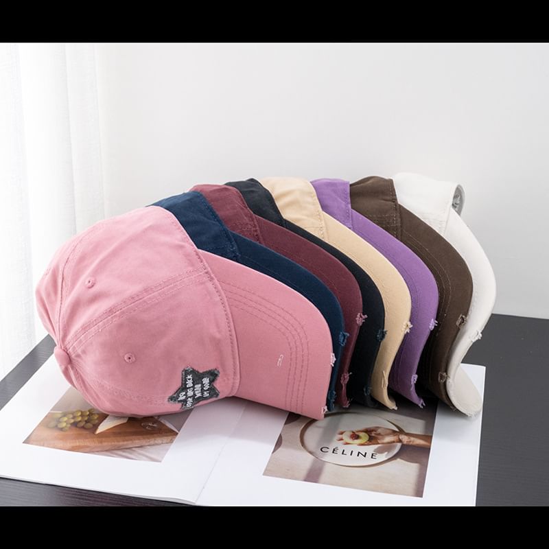 Baseball Applique Star Cap Distressed