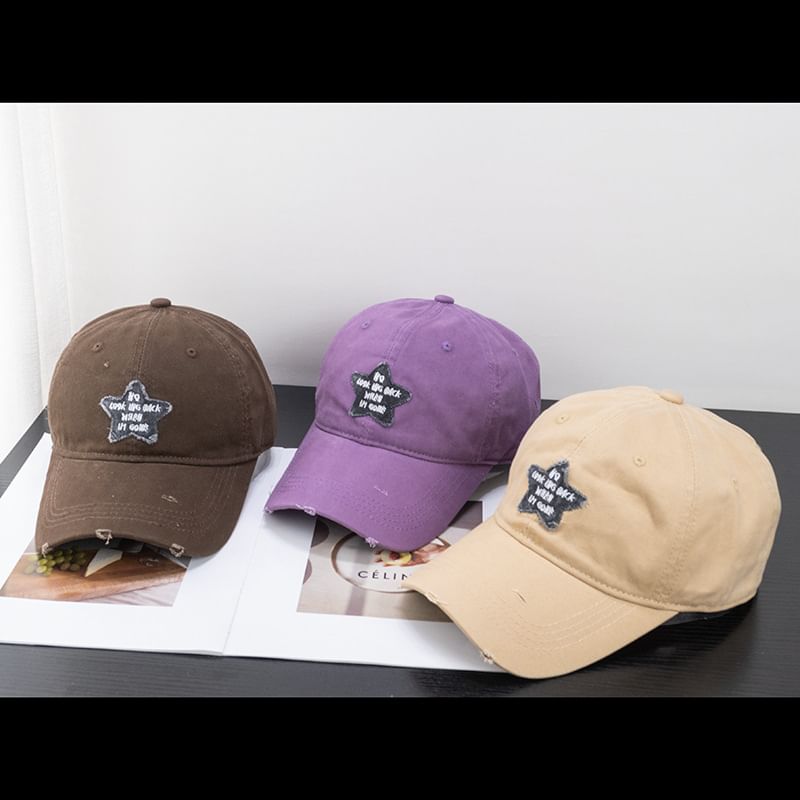 Baseball Applique Star Cap Distressed