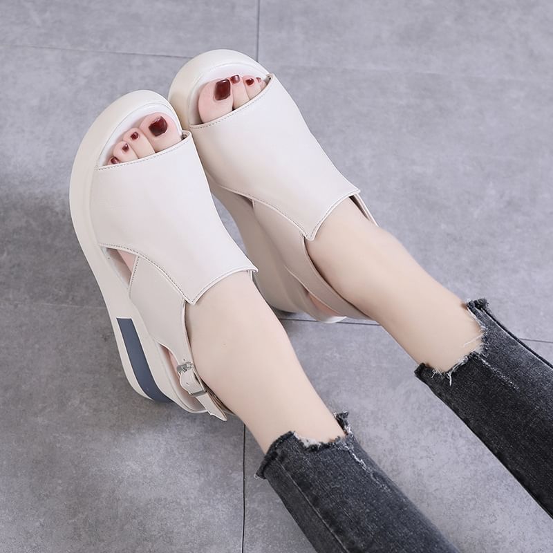 Platform Slingback Wedge Sandals
