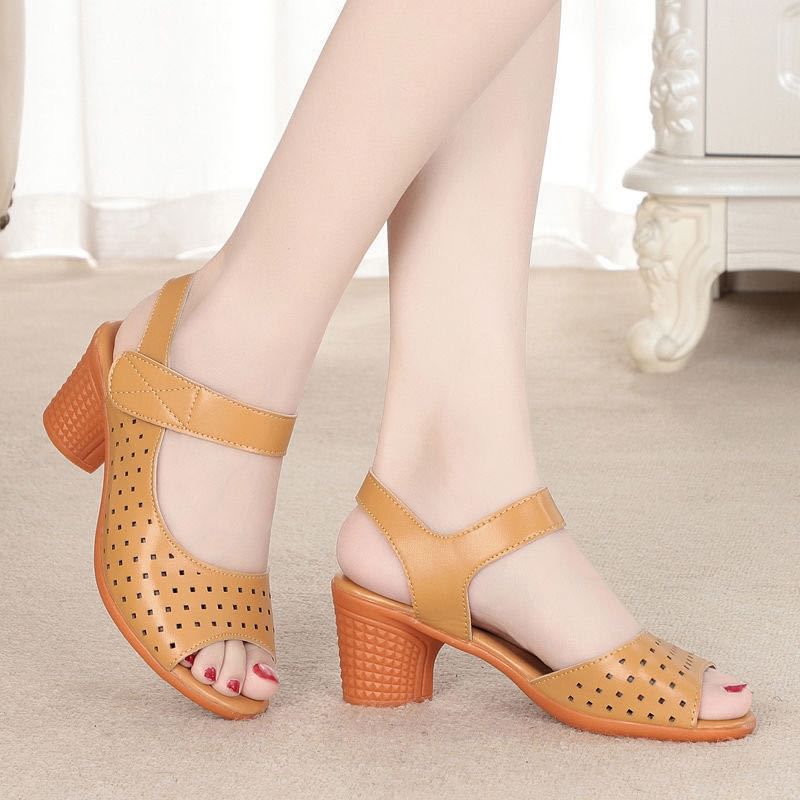 Peep Toe Heel Sandals Chunky