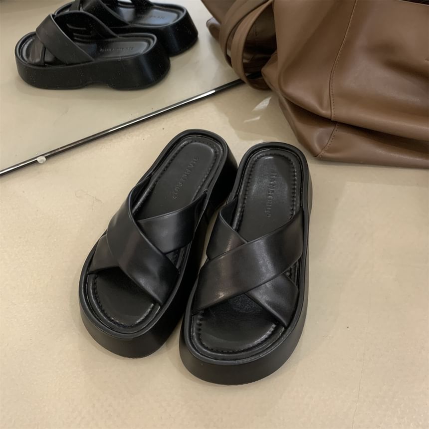 Strap Cross Slide Sandals Platform