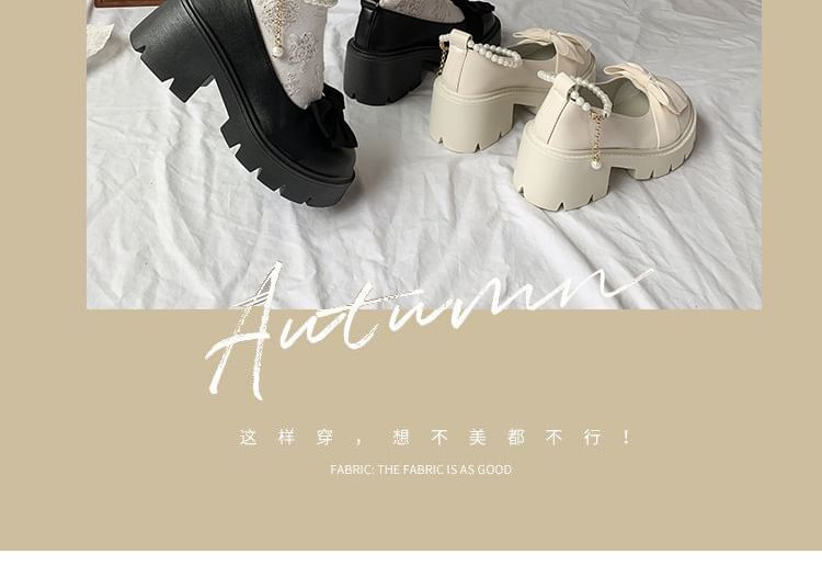 Heel Strap Loafers Ankle Bow Chunky Platform