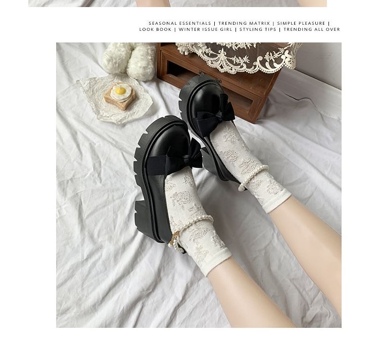 Heel Strap Loafers Ankle Bow Chunky Platform