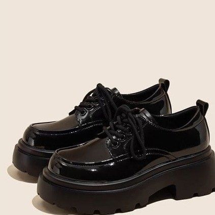 Lace-Up Chunky Platform Shoes Heel