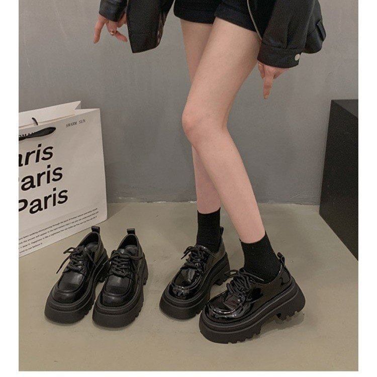 Lace-Up Platform Chunky Heel Shoes