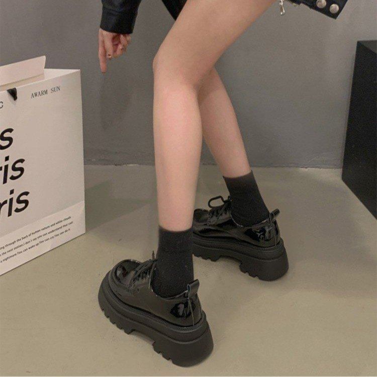 Lace-Up Platform Chunky Heel Shoes