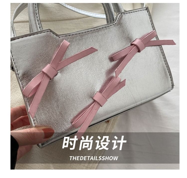 Ribbon Faux Leather Crossbody Bag