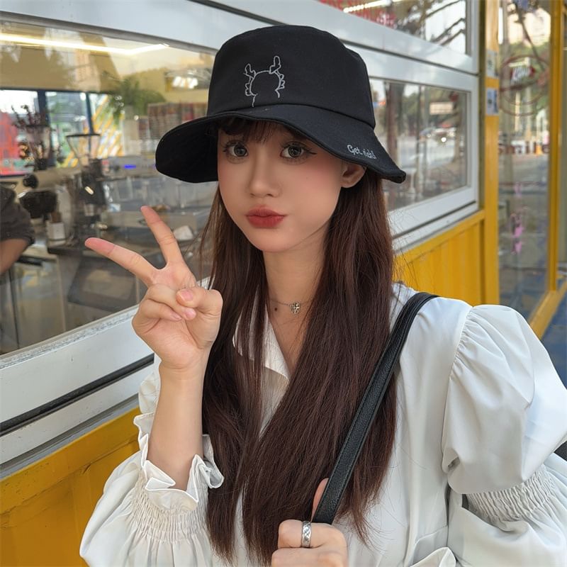 Hat Embroidered Bucket Cartoon