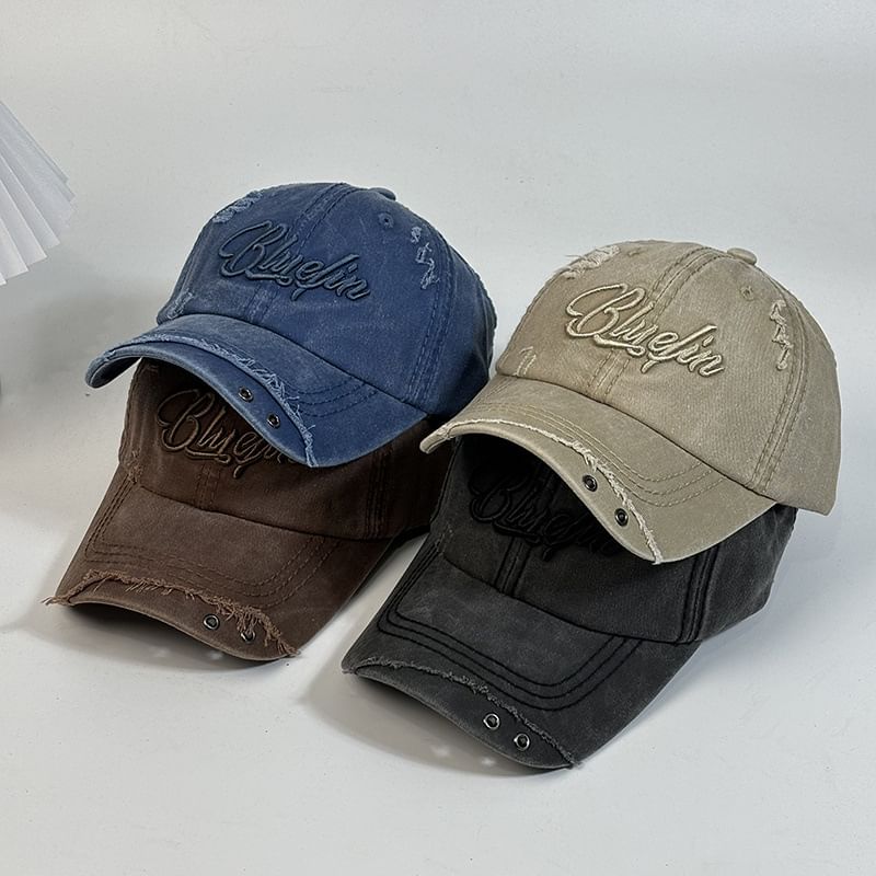 Distressed Embroidered Cap Baseball Letter