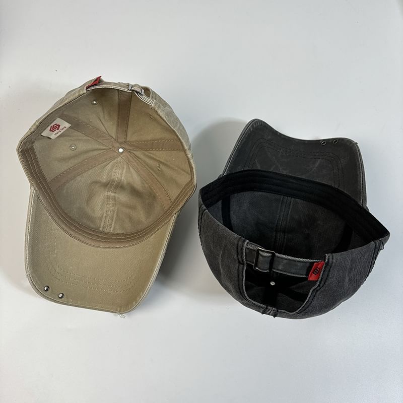 Distressed Embroidered Cap Baseball Letter