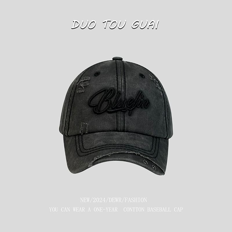 Distressed Embroidered Cap Baseball Letter