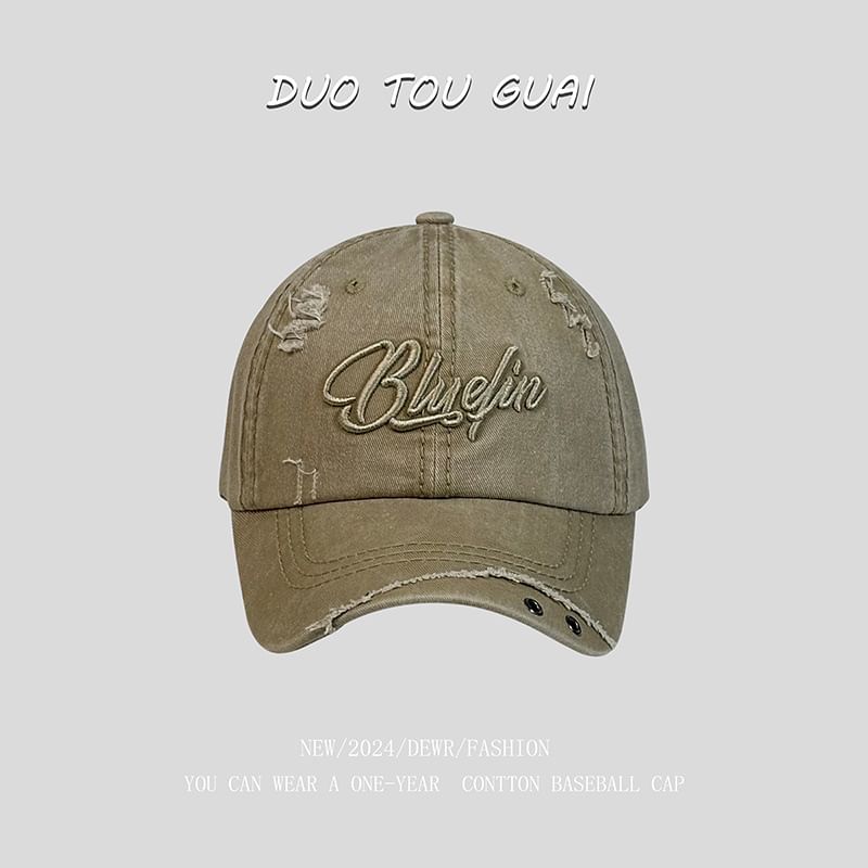Distressed Embroidered Cap Baseball Letter