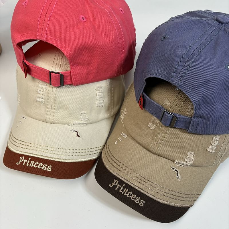 Letter Baseball Cap Distressed Embroidered