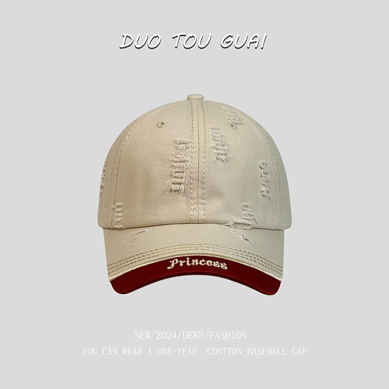 Letter Baseball Cap Distressed Embroidered