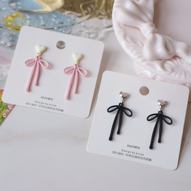 Heart Drop Bow Alloy Earring